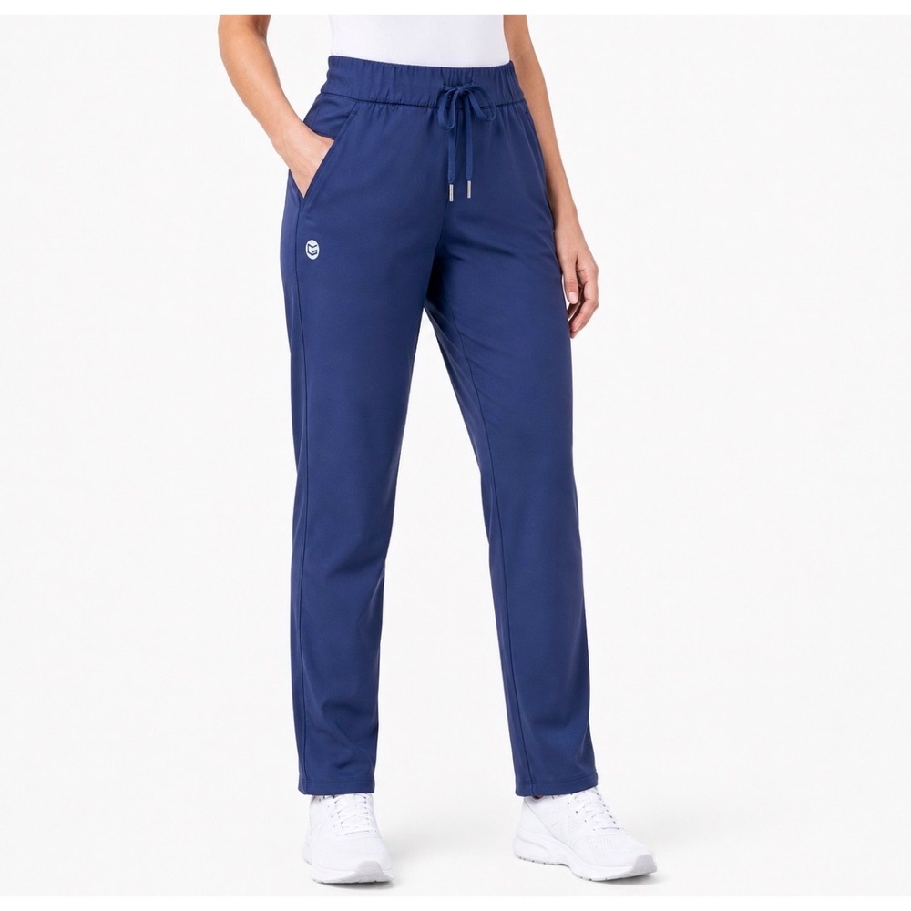 G-Form Womens Navy Blue Straight Leg Athletic Scrub Pants Size L Drawstring